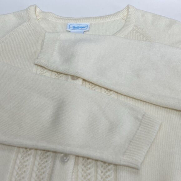 Vintage Cardigan Sweater Women’s Large Cream Crochet Details Acrylic Cottagecore - Picture 4 of 10